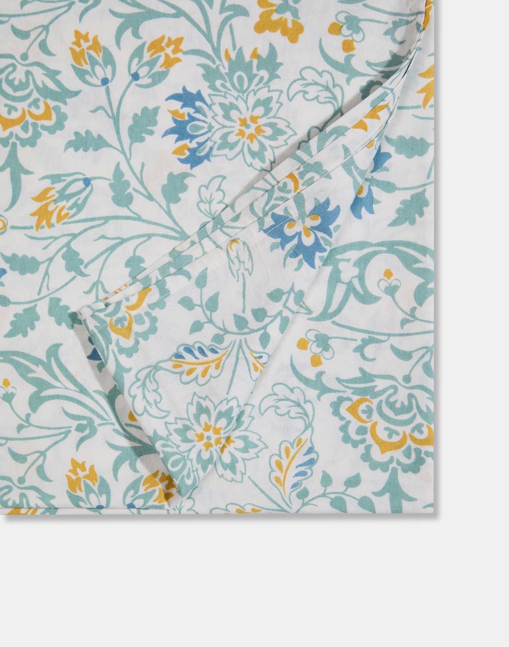 Teal Cotton Printed Bed Sheet With 2 Pillow Covers