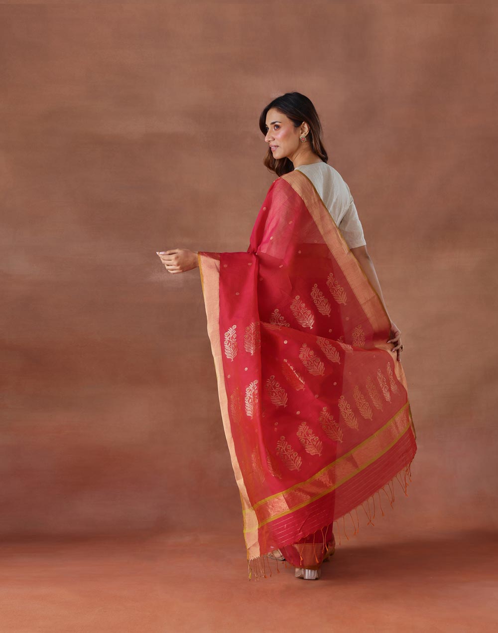 Pink Cotton Silk Blend Woven Wonders Chanderi Sari