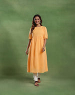 Yellow Cotton Chikankari Lining & Midi Dress