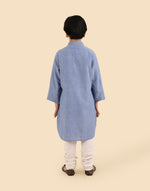 Blue Cotton Chikankari Kurta Long