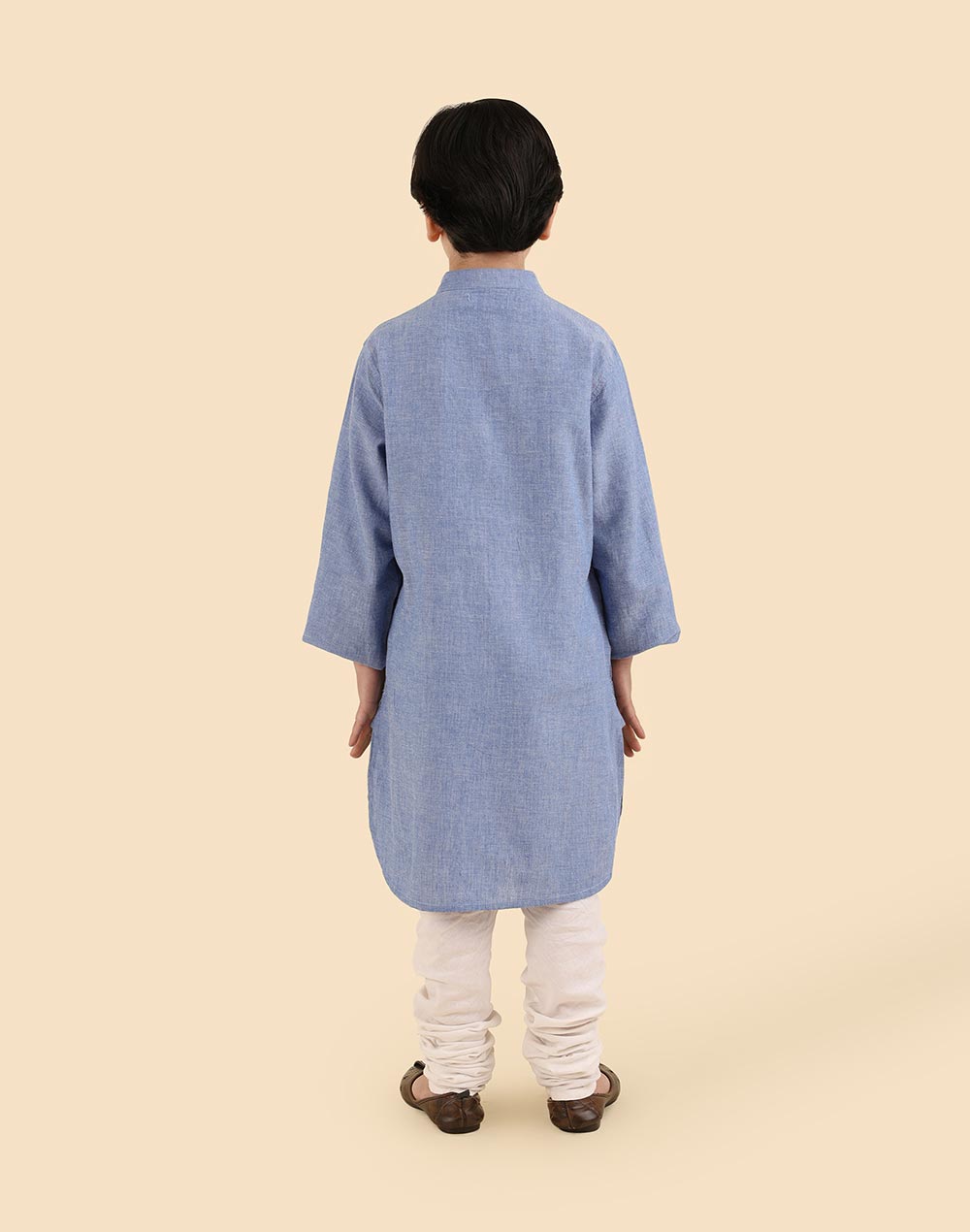 Blue Cotton Chikankari Kurta Long