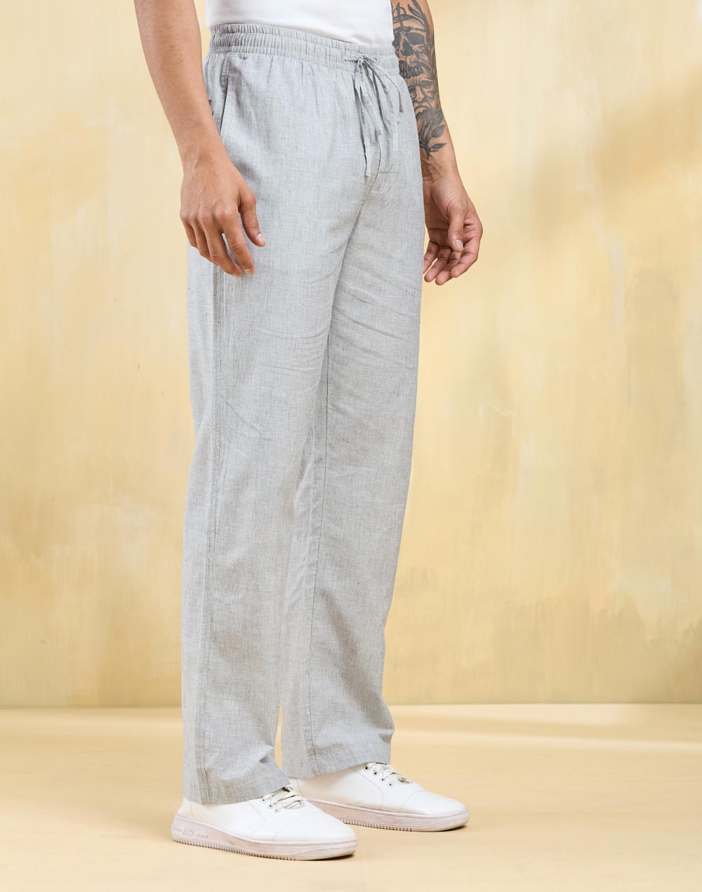 Grey Cotton Drawstring Pant