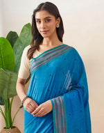 Teal Cotton Silk Blend Jamdani Woven Wonders Sari