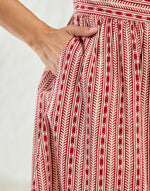 Red Cotton Bagh Printed Midi Dress