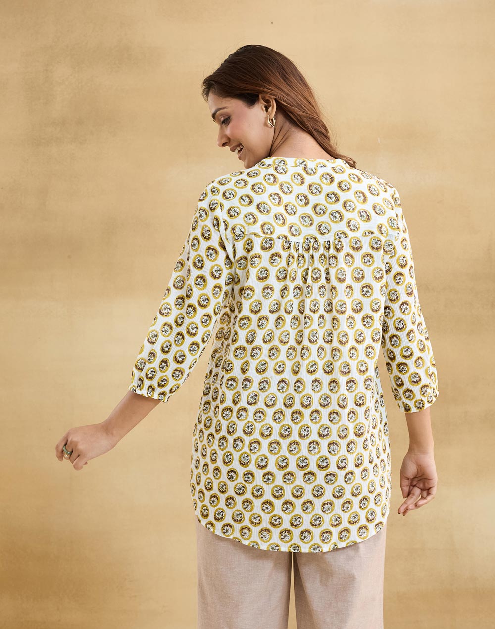 White Cotton Hand Block Printed Tunic