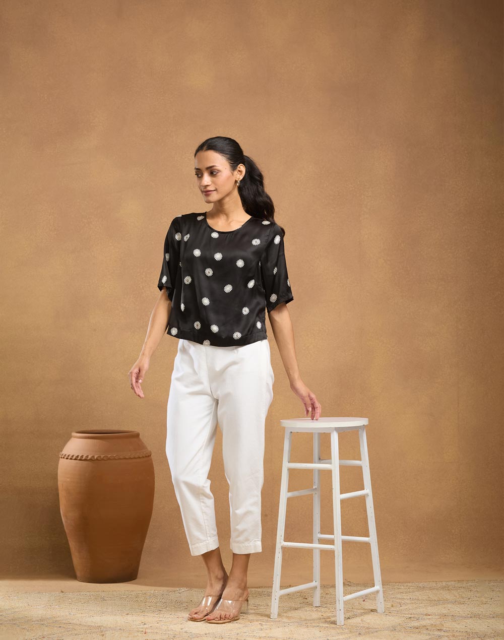 Black Viscose Short Top