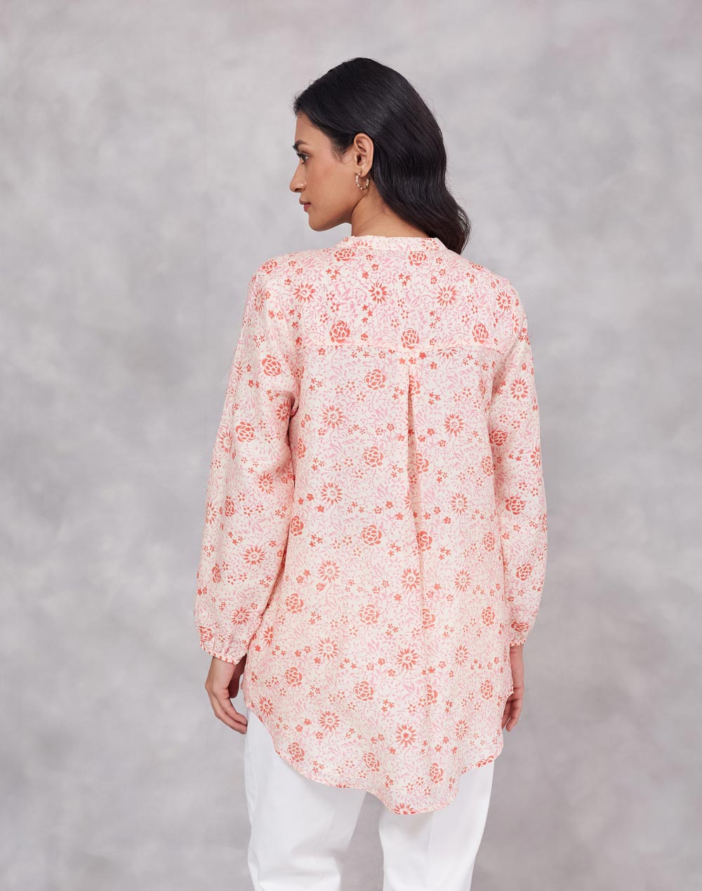 Pink Cotton Silk Hand Block Printed Tunic