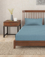 Navy Nile Stripe Cotton Bed Sheet With 2 Pillow Covers