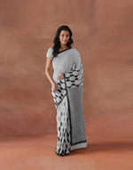 White Cotton Hand Block Printed Sari