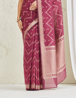 Wine Cotton Silk Blend Banarsi Sari