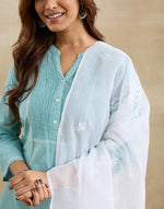 White Cotton Silk Blend Chikankari Dupatta