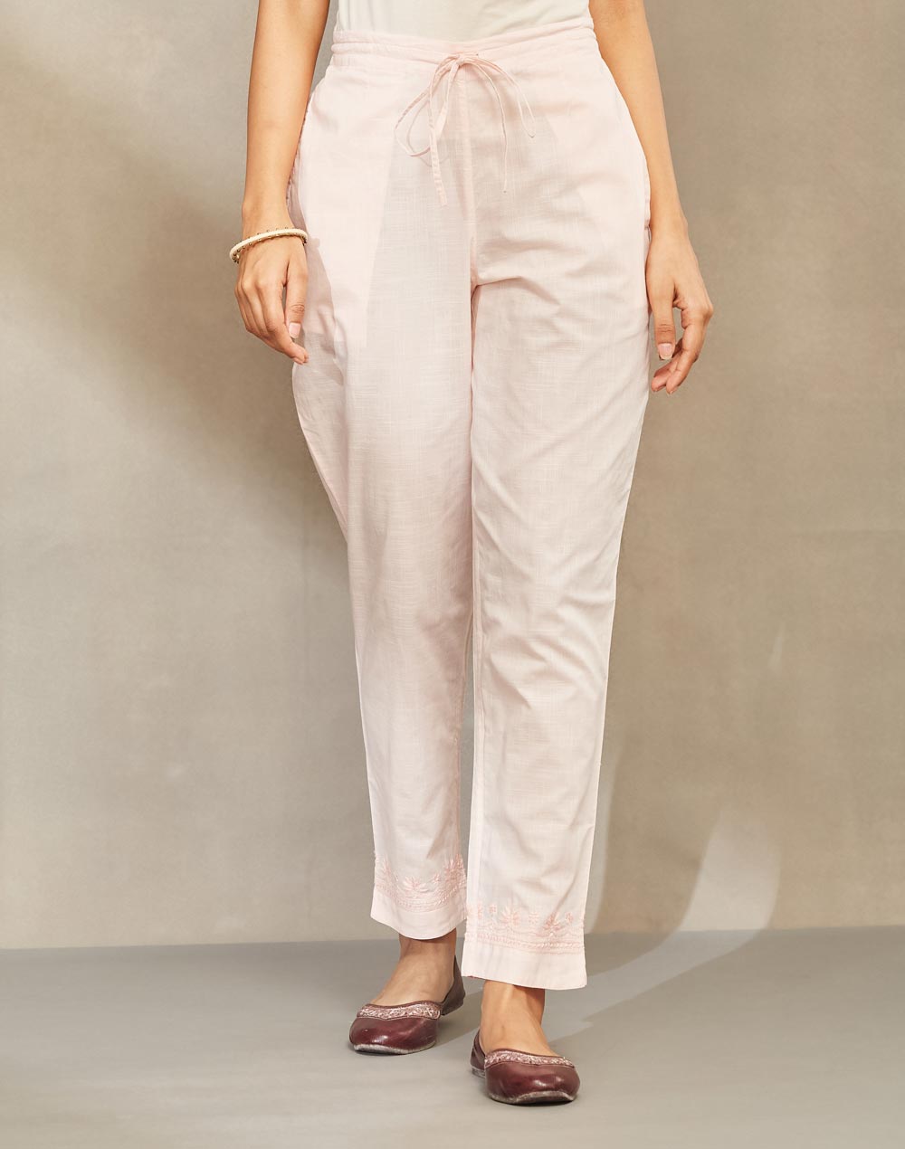 Orange Cotton Chikankari Pant & Kurta Set