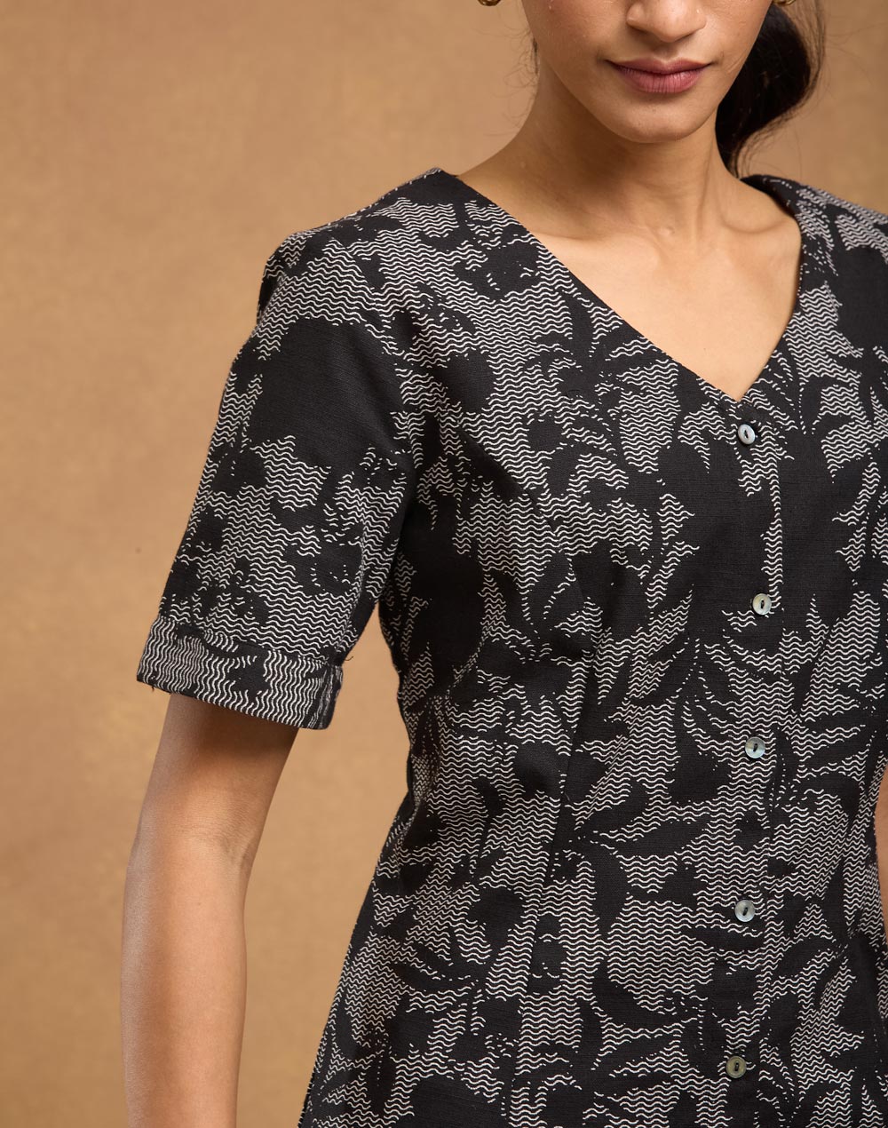 Offwhite Cotton Short Dress