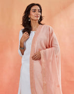 Pink Cotton Silk Blend Chikankari Dupatta