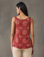 Red Rayon Blend Ajrakh Printed Top