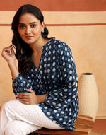Indigo Rayon Blend Dabu Printed Tunic