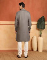 Texture and finish of the Grey Pathani Kurta by Fabindia UK