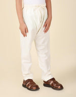 White Cotton Pyjama With Elasticated Waistband & Drawstring