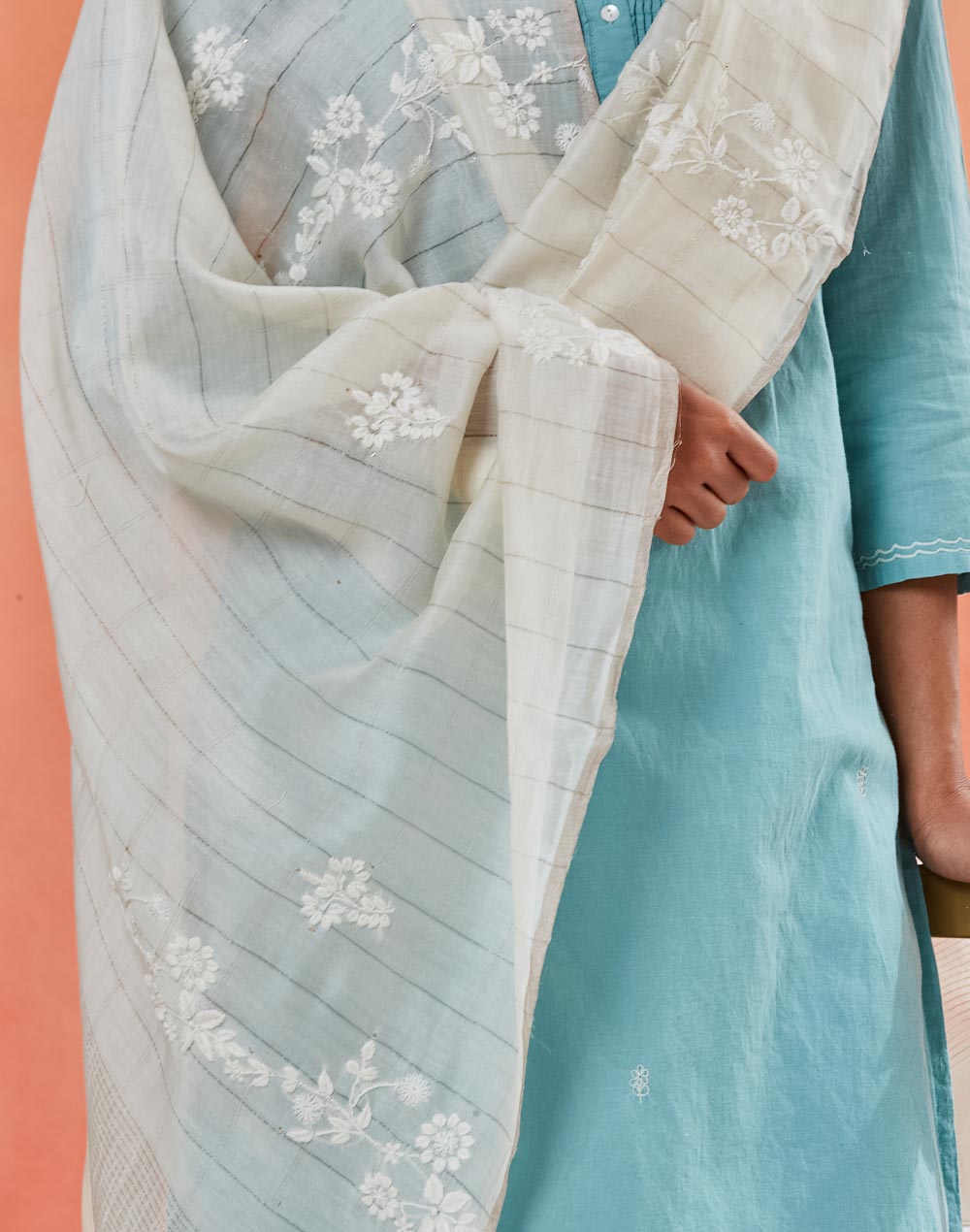 Natural Cotton Silk Chikankari Dupatta