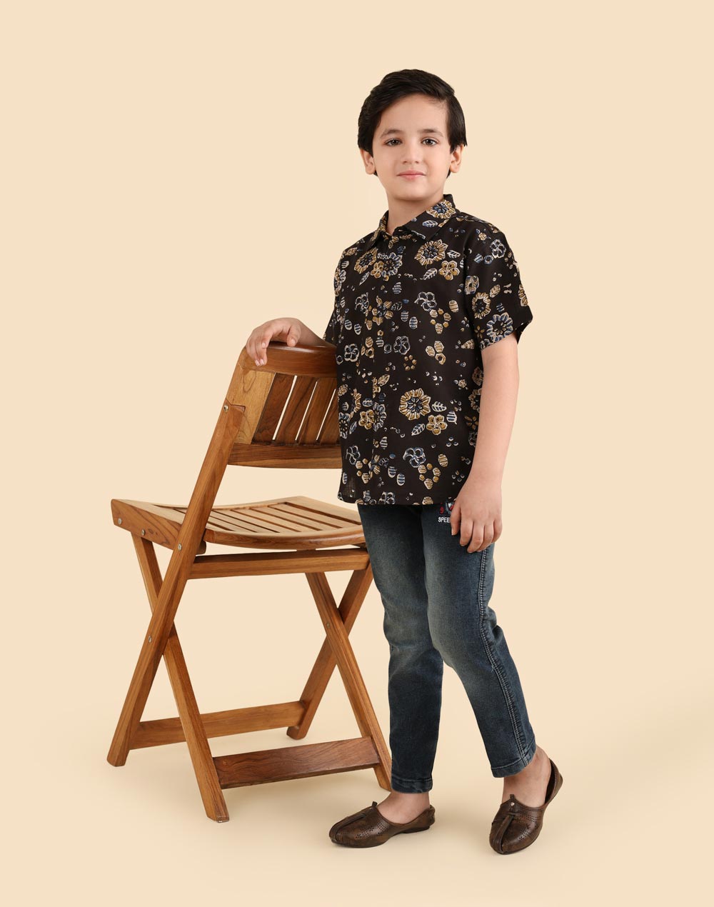 Black Cotton Dabu Printed Shirt