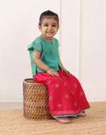 Pink Cotton Silk Blend Hand Block Printed 2pc Lehenga Set