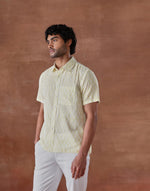 Yellow Cotton Hand Block Printed Bush Shirt