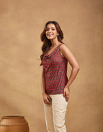 Red Rayon Blend Slim Fit Top