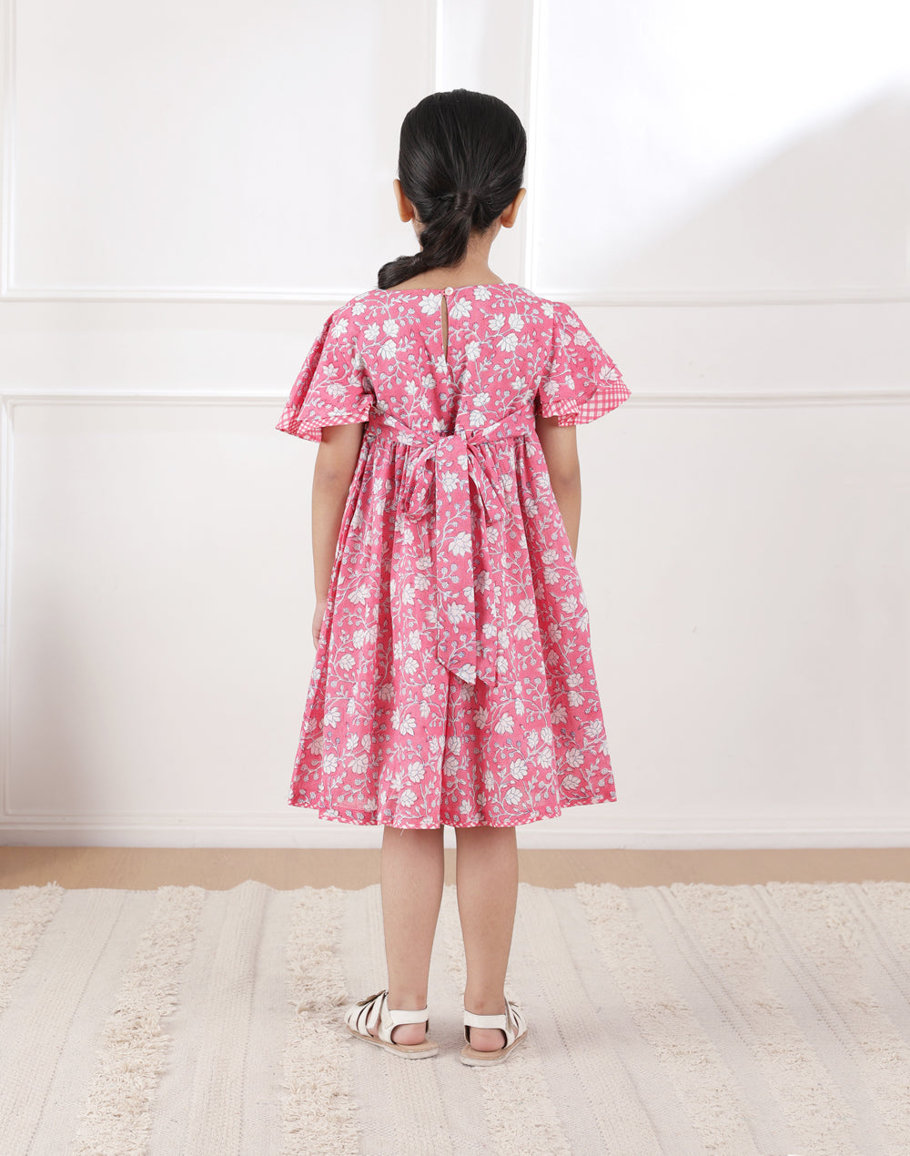 Pink Cotton Hand Block Printed Dress
