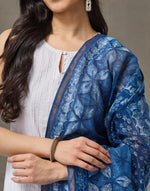 Indigo Cotton Silk Blend Hand Block Print Dupatta