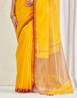 Mustard Cotton Silk Blend Maheshwari Sari