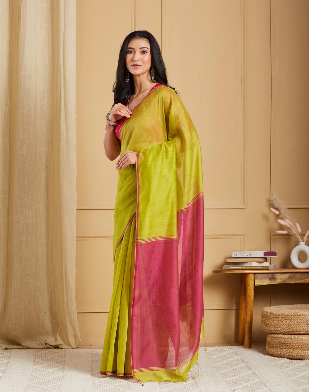 Green Viscose Silk Hand Woven Wonders Sari