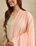 Orange Cotton Silk Blend Chikankari Dupatta
