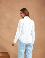 White Cotton Linen Slim Fit Shirt
