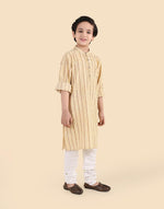 Yellow Cotton Hand Block Printed Long Kurta