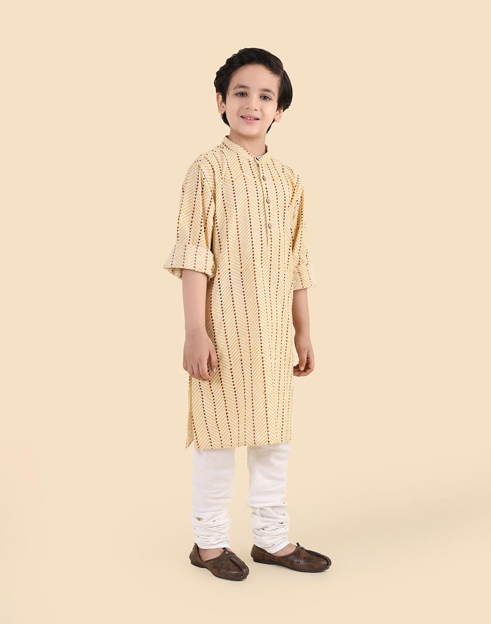 Yellow Cotton Hand Block Printed Long Kurta