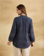 Indigo Cotton Ajrakh Printed Tunic