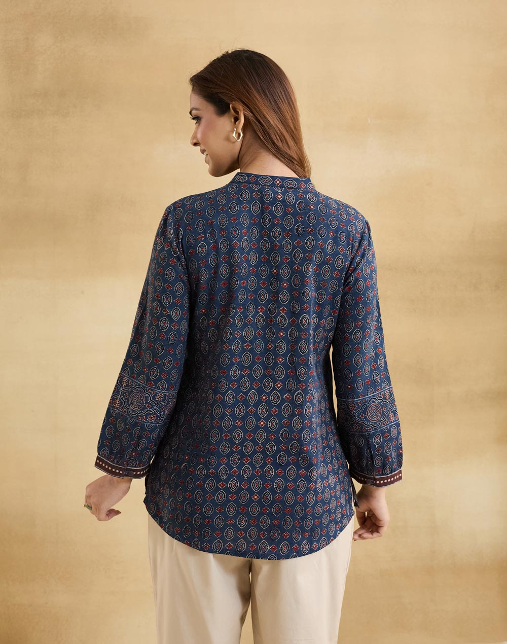Indigo Cotton Ajrakh Printed Tunic