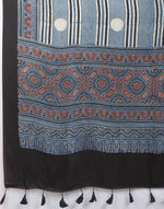 Blue Viscose Blend Ajrakh Printed Dupatta