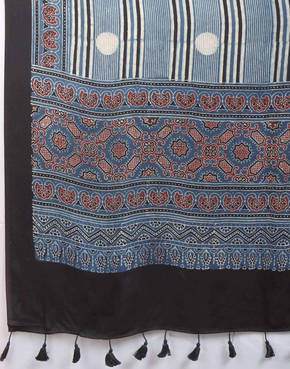 Blue Viscose Blend Ajrakh Printed Dupatta