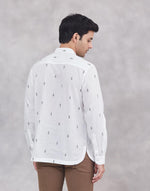 White Cotton Dobby Slim Fit Mid Placket Shirt