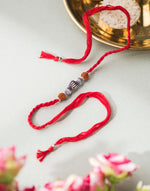 *FREE Red Metal Rudrakash With Silver Beads Rakhi - LIMITED