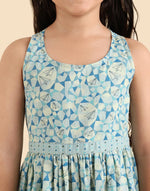 Blue Cotton Printed Dress