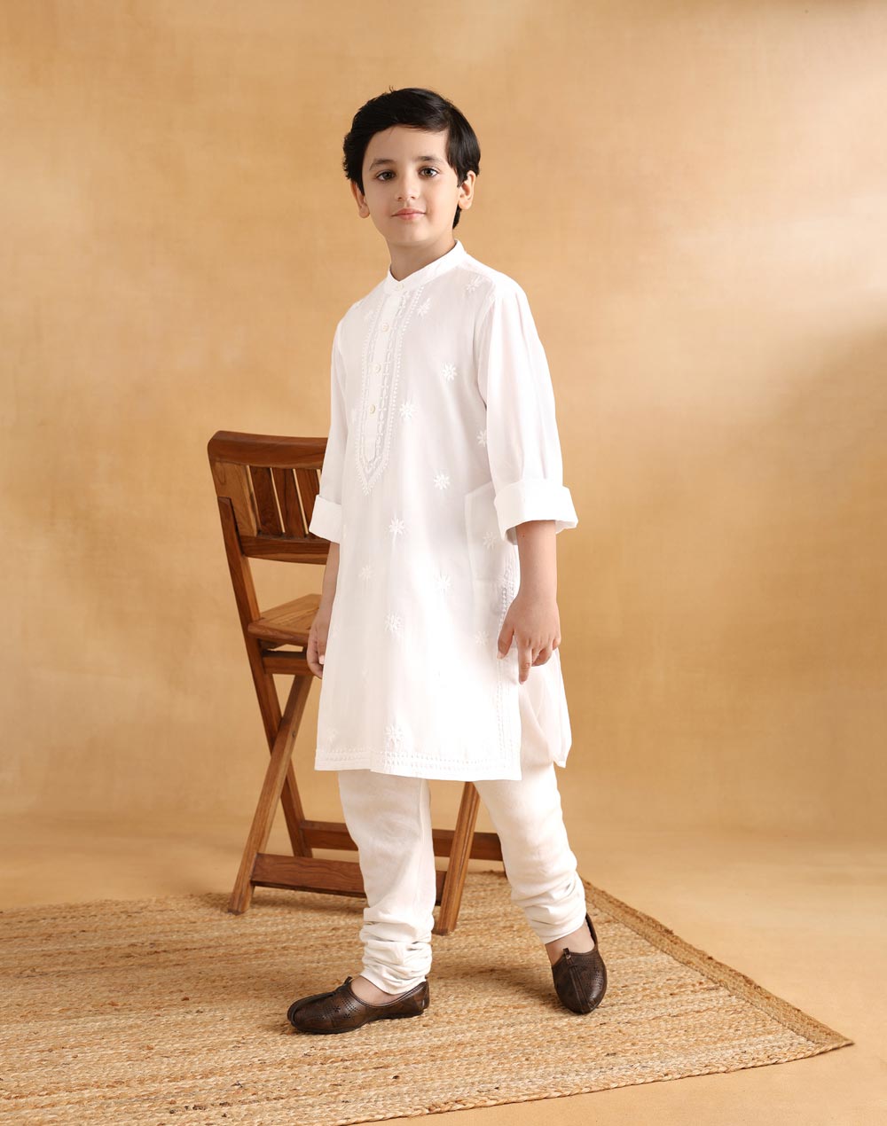 White Cotton Chikankari Modern Heirloomlong Kurta