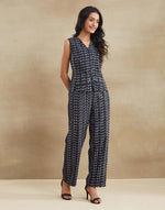 Navy Cotton Retro Revival Coordinated Jacket & Pant Set