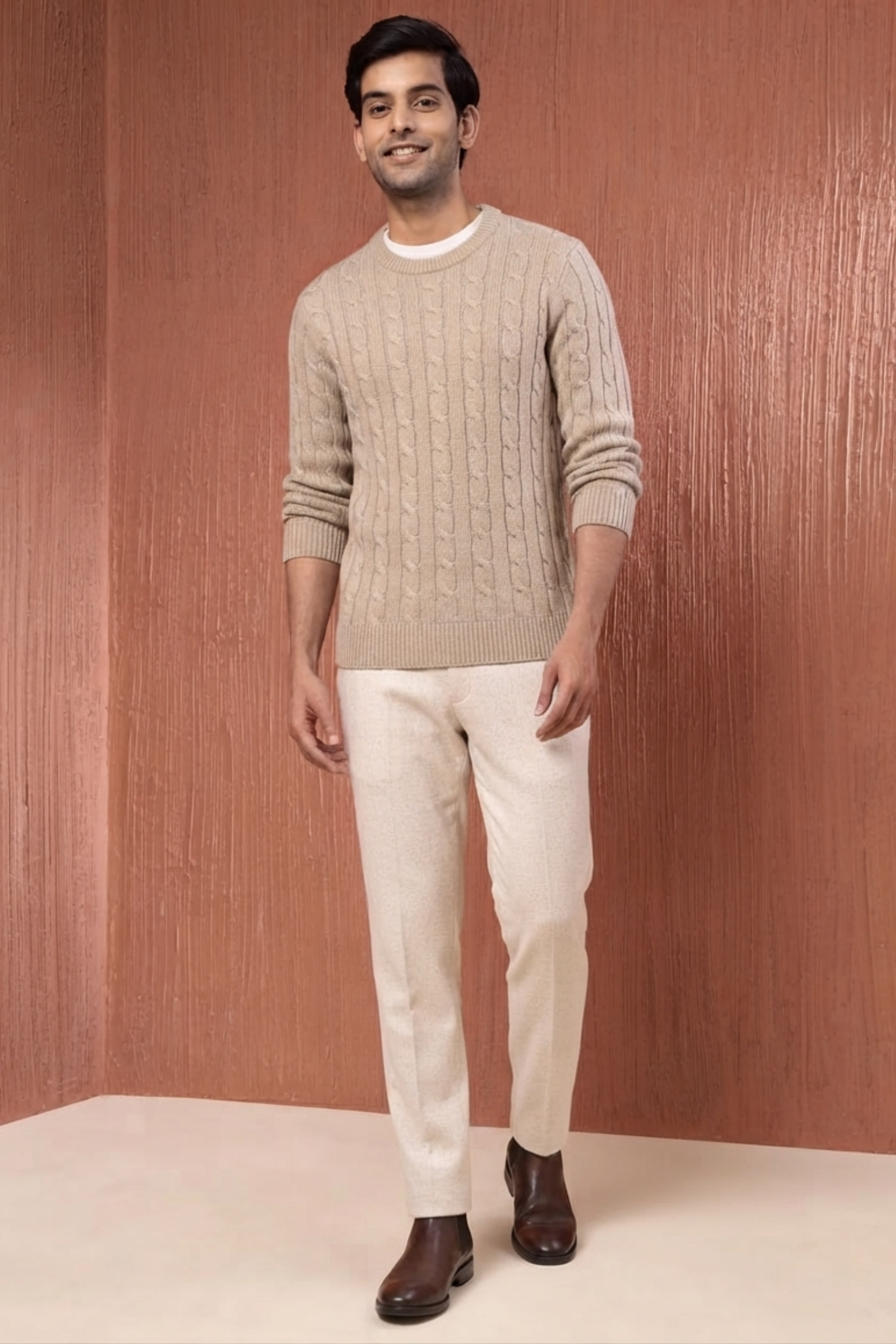 Beige Cotton Blend Sweater
