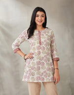 Natural Cotton Hand Block Printed Slim Fit Short Kurta
