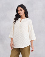 Offwhite Cotton Silk Blend Tunic