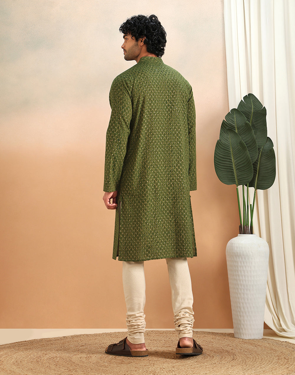 Green Cotton Long Kurta