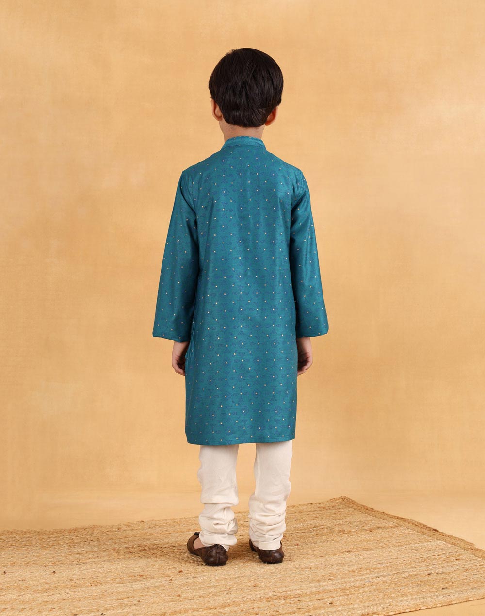 Blue Viscose Blend Hand Block Printed Long Kurta