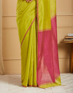Green Viscose Silk Hand Woven Wonders Sari